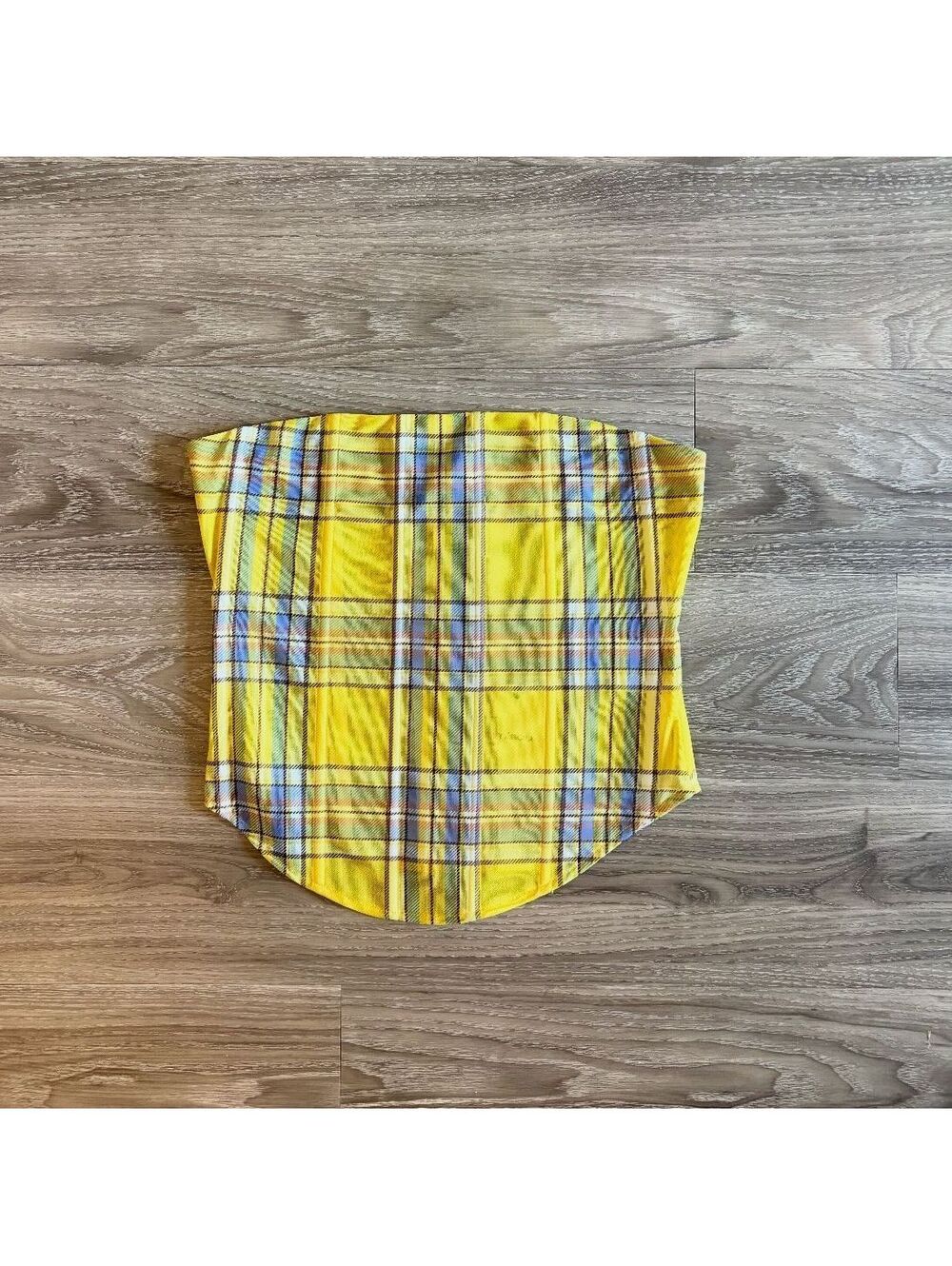 Miaou Yellow Plaid Corset Top Boned Bustier Y2K NWT